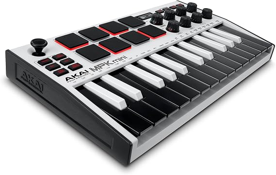 Akai Professional MPK Mini MK3 25-Key USB MIDI Keyboard Controller, White | Velocity-Sensitive Mini Keys, 8 MPC Pads, 8 Knobs, Software Suite Included, for Beat Makers, Music Producers and Home Studios