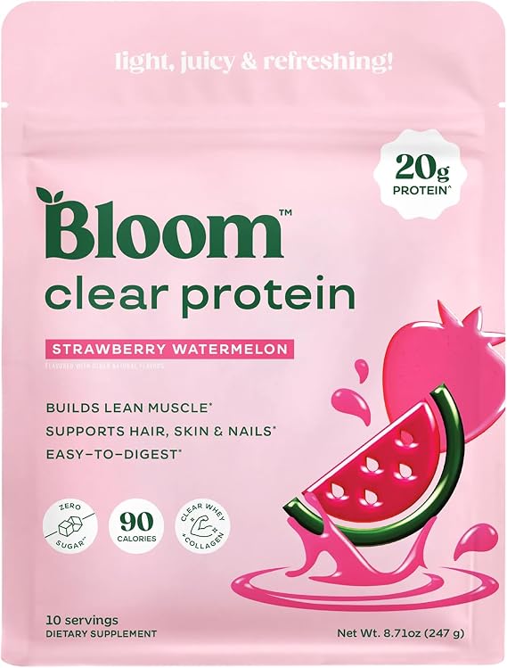 Bloom Nutrition Clear Whey Protein, Strawberry Watermelon, 10 Servings