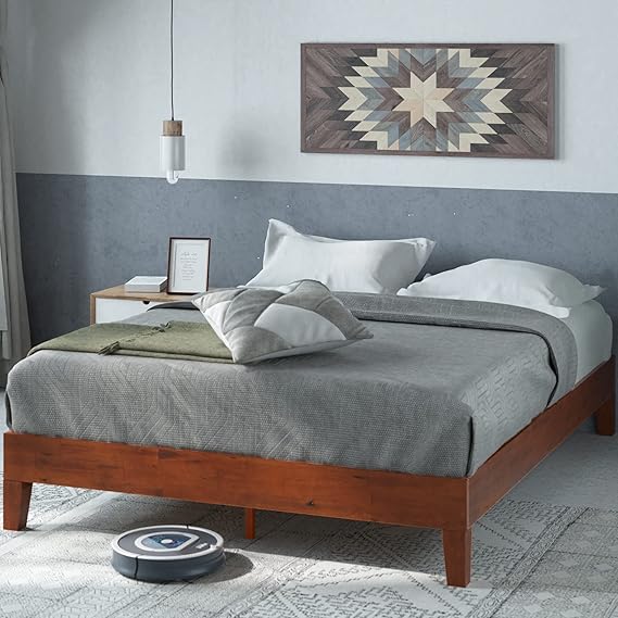 Zinus Wen 12 Inch Deluxe Wood Platform Bed Frame/Solid Wood/Mattress Foundation with Wood Slat Support/No Box Spring Needed/Easy Assembly, Queen