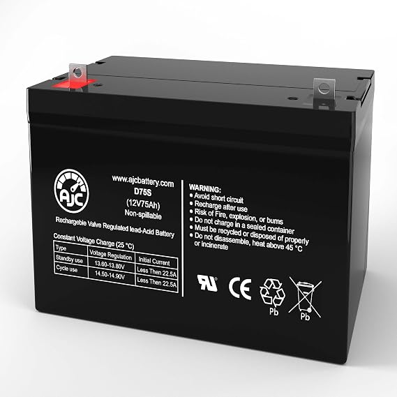 AJC Battery Compatible with Heartway S12X VITA Monster Power 12V 75Ah Mobility Scooter Battery