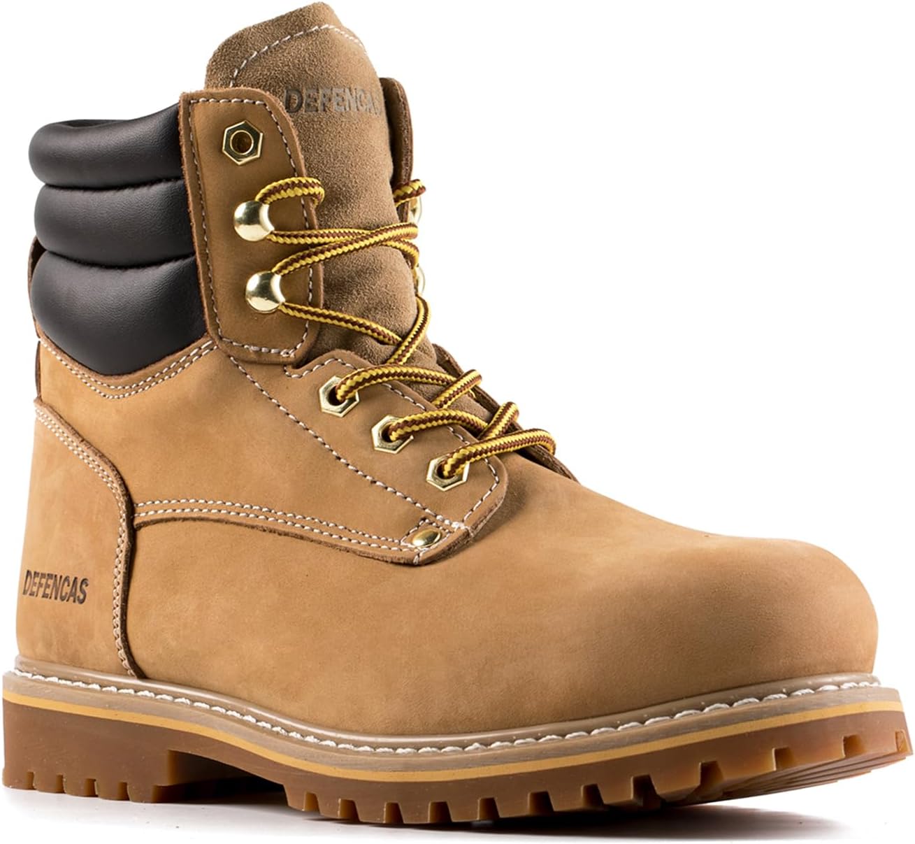 Men's 6" Leather Steel Toe Work Boots for Men Oil/Anti-Slip, Construction Boots, Rubber Soles, Men's Work Boots, 84710