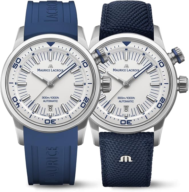 Maurice Lacroix Pontos S Diver 42mm Stainless Steel Blue Watch Set PT6248-SS00L-130-4