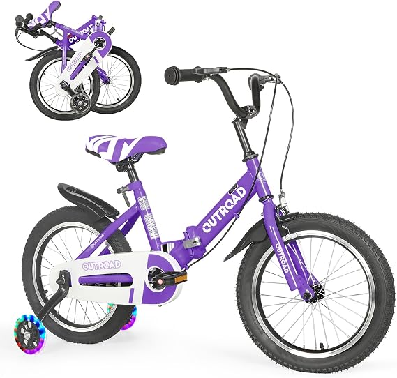 14/16/18 Inch Folding Kids Bike with Training Wheels, Gifts for Girl&Boy Age 3-10 Years, Toddler Bike with Dual Brakes for Beginners, Multiple Colors