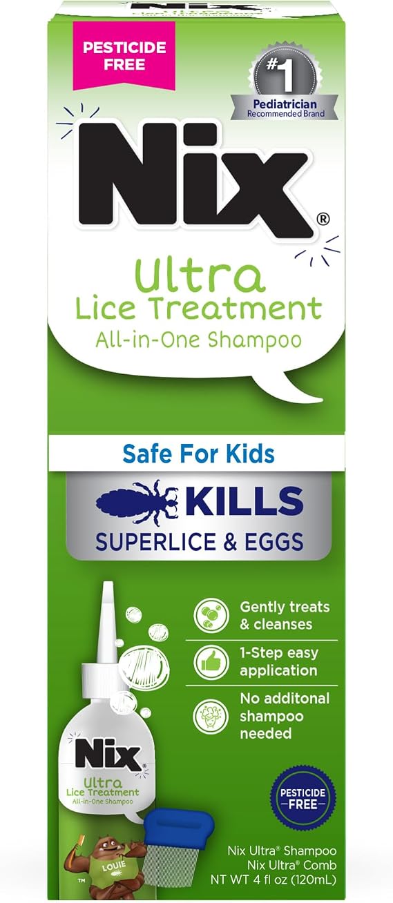 Nix Ultra Lice Treatment, All-in-One Shampoo & Lice Comb, 4 Fl Oz