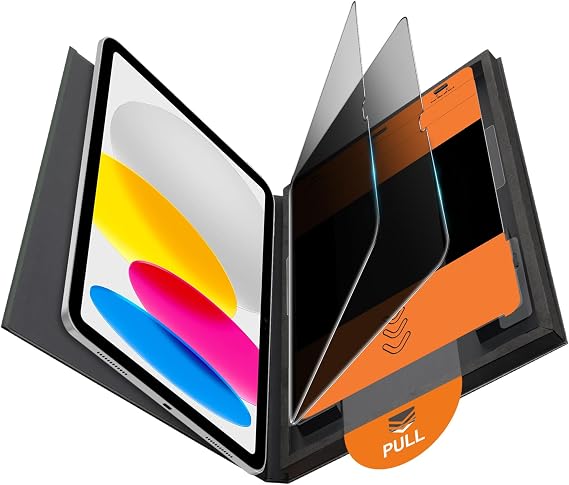 OMOTON 2 Pack Privacy Screen Protector for iPad A16 11th 10th Generation | Anti-Spy Tempered Glass with Installation Tray for 11th/10th Gen (11/10.9 inch 2025/2022)-Case Friendly/Apple Pencil Support