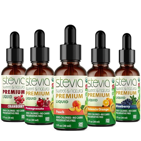Stevia Intl - (Pack of 5) Exotic Fruits Bundle. 5 Flavors Stevia Liquid Drops. All Naturally Sweet, Non-Bitter, No Sugar Added, 0 Carb, 0 Calorie, Non-GMO, Vegan, Diabetic & Keto Friendly (1oz)