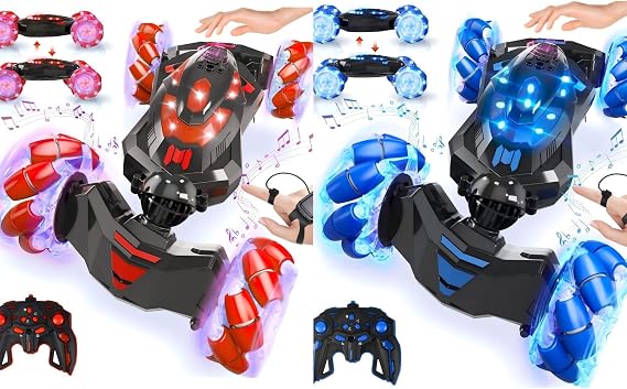Gesture Sensing RC Stunt Car with Lights Music, Hand Controlled RC Car Toys for Age 5-13, Hand Control Drift Remote Control Twist Cars can 360 Rotation,Presents for Kids