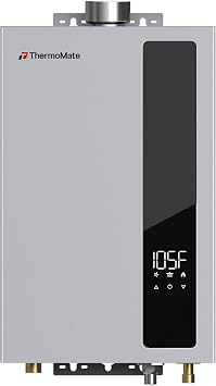 ThermoMate CZ422NG Natural Gas Tankless Water Heater, Up to 5 GPM 113,000 BTU, High Efficiency Instant On-Demand Hot Water for Whole House Use, Indoor Residential Water Heater with Multi-Point Heating