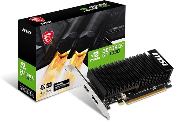 MSI GeForce GT 1030 4GHD4 LP OC Gaming Graphics Card - 4GB GDDR4, 2100 MHz, PCI Express 3.0 x16, 64 bit, DP, HDMI