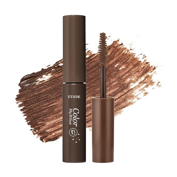 ETUDE Color My Brows Brow Mascara, Rich Brown, Eyebrow Tint, 0.152 fl oz | Korean brow mascara, brow gel tint, natural brows, precise definition, soft color, easy blending, long-lasting wear.