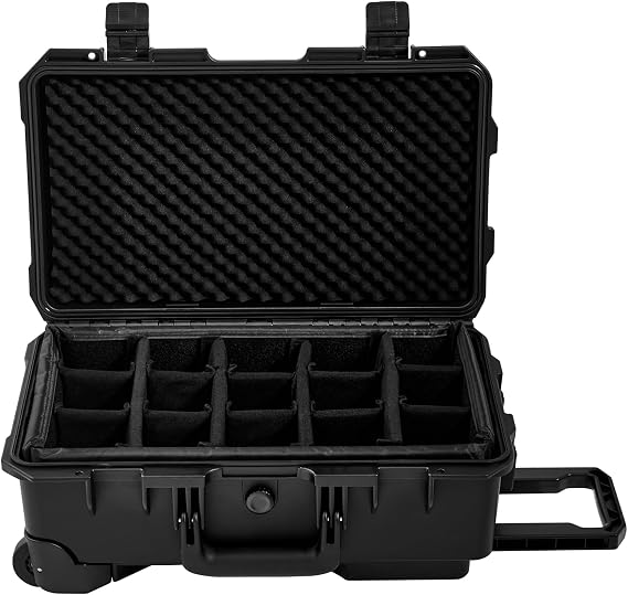 Regetek Waterproof Travel Camera Hard Case with Padded Divider, 22 x 14 x 10 Inch, Rolling Case for Camera, Gear, Equipment, Dustproof, Shockproof,Airline Carry-On Approved, Inner 19.8"x 10.9" x 6.8"