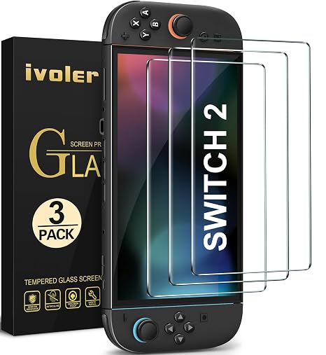 ivoler 3-Pack Screen Protector Tempered Glass for Nintendo Switch 2 Model 2025, Transparent HD Clear Anti-Scratch Screen Protector Accessories Compatible with Nintendo Switch 2, [7.9 inch]