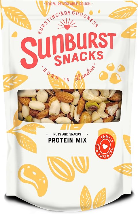 Sunburst Snacks High Protein Nut Mix, 100% Raw & Nutritious Blend of Almonds, Pistachios, Hazelnuts, Brazils, Cashews & Peanuts, Freshly Packed Daily, Resealable & recyclable Pouch, 1KG