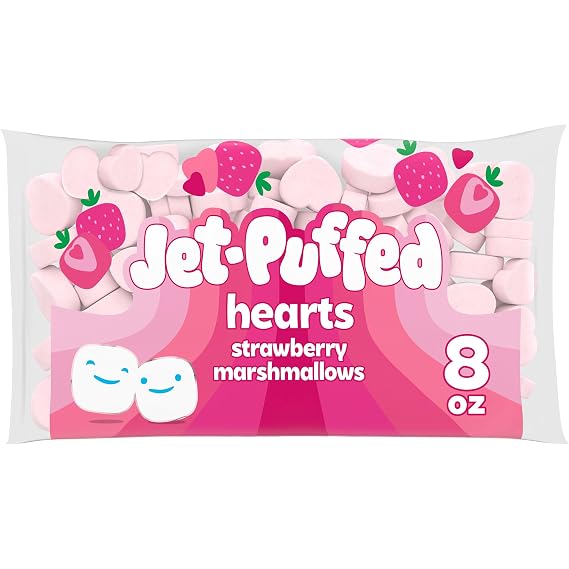 Jet-Puffed Marshmallows, Strawberry Hearts Shaped Valentines Day, 8 oz Bag