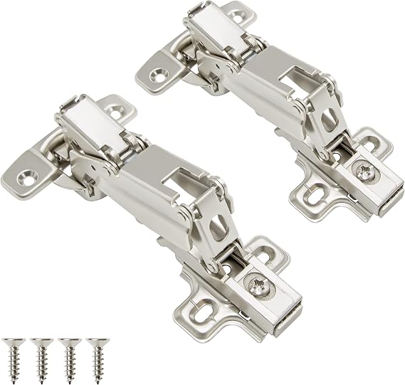 TOUCH Cabinet Hinges (1 Pair, 2 PCS) Frameless 165 Degree Full Overlay Clip-on Lazy Susan Self Close Folding Cupboard Door 3-Way Adjustable Kitchen Corner Cabinet Hinges with Screws.