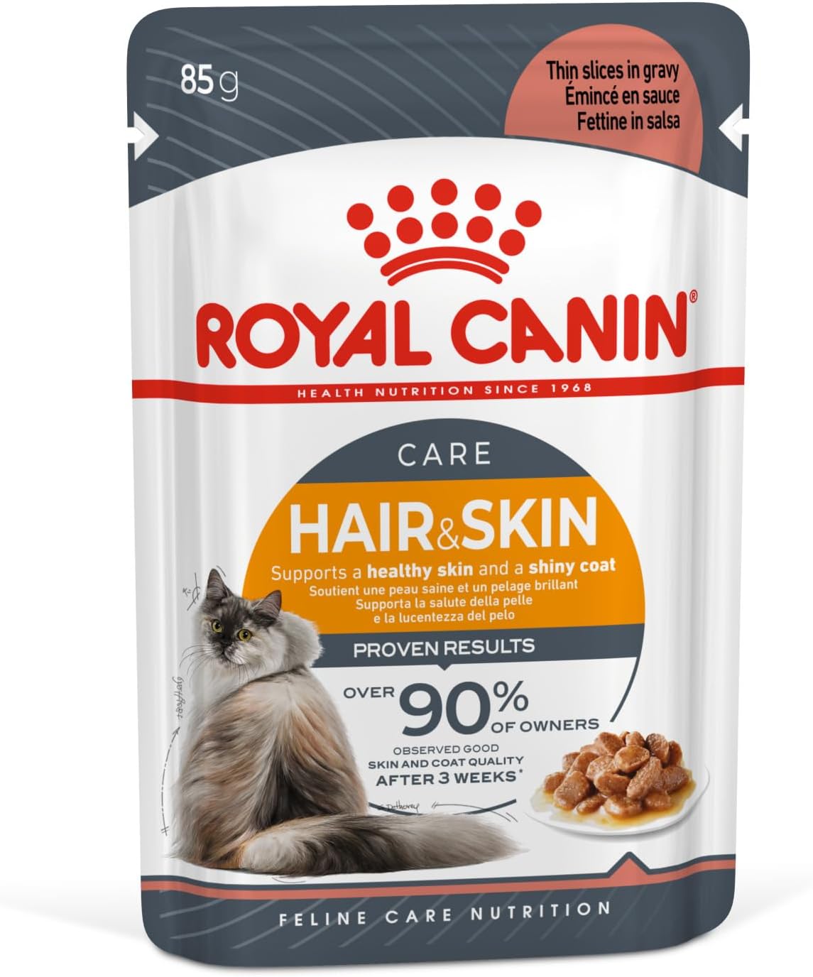 Royal Canin Hair & Skin Gravy Adult Cat Wet Food 12 x 85 Gr