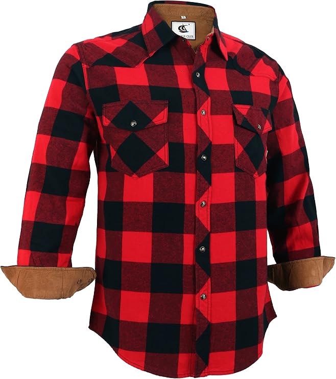 COEVALS CLUB Mens Flannel Snap Plaid Corduroy Lined Button Up Casual Western Cowboy Long Sleeve Shirts