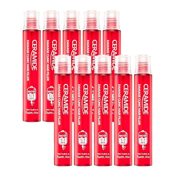 FARMSTAY CERAMIDE DAMAGE CLINIC HAIR FILLER - Nourishing Hair Treatment Mask With Ceramide for Damaged Hair. 0.44 fl oz * 10 pcs