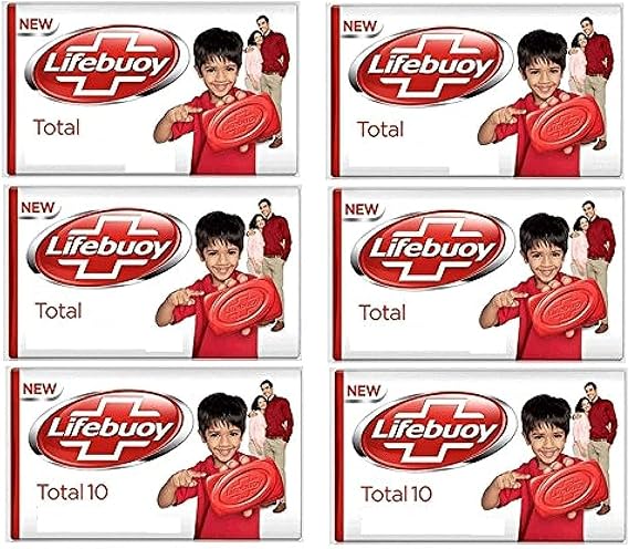 6 x Bars Of Lifebuoy Total Action Family Soap Bar Deep Cleansing Hand Body Soap