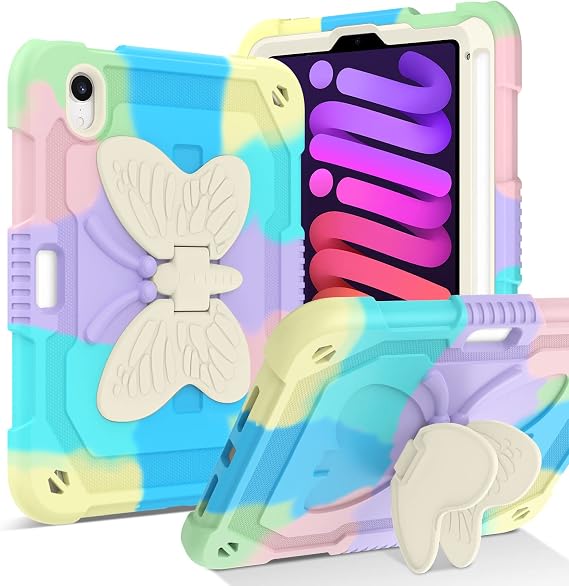 BENTOBEN for iPad mini 7 A17 Pro Case, for iPad mini 7th/6th Generation Case (2024/2021) with Pencil Holder Kickstand Heavy Duty Shockproof Bumper Protective Girl Boy Kids Tablet Cover, Green Design