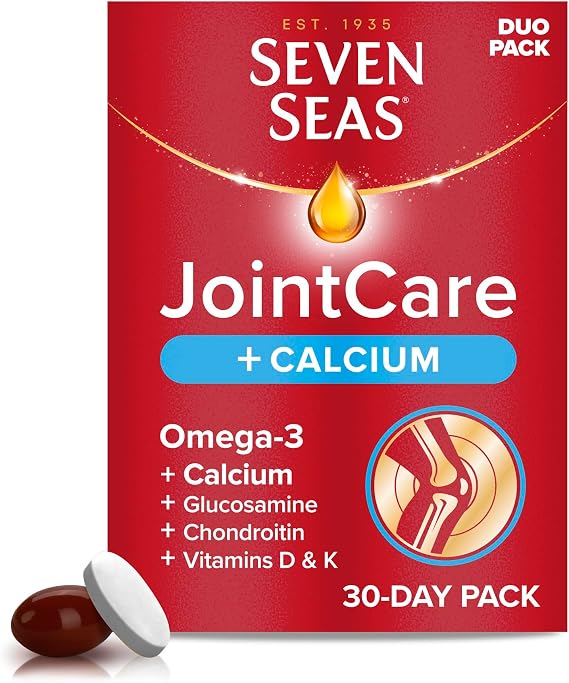 Seven Seas JointCare Plus Calcium, with Omega-3, Glucosamine, Chondroitin, Vitamins C, D and K, Manganese and Zinc, Food Supplements, 30-Day Pack