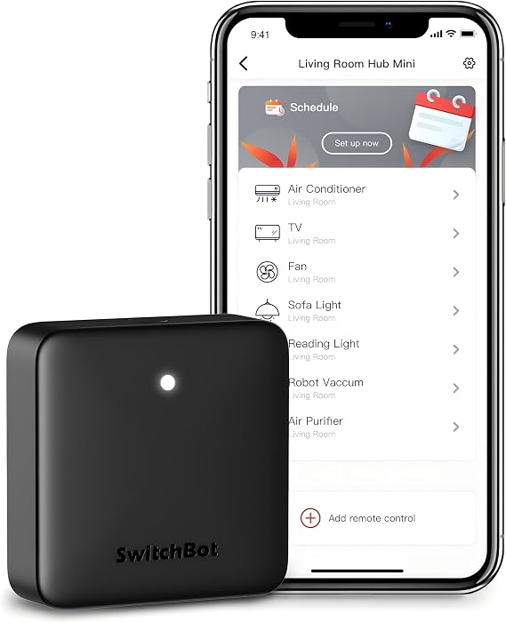 SwitchBot Hub Mini Smart Control, Universal IR Remote Hub for Smart Home, IR Remote for TV and Air Conditioner, Connect SwitchBot Devices to WiFi, Works with Alexa, Google Home, Siri, IFTTT
