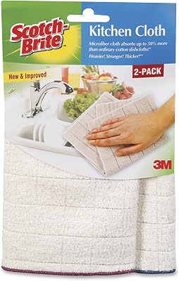 Scotch-Brite Kitchen Cleaning Cloth, Microfiber, 11.4 x 12.4, White, 2Pack, 12 PacksCarton