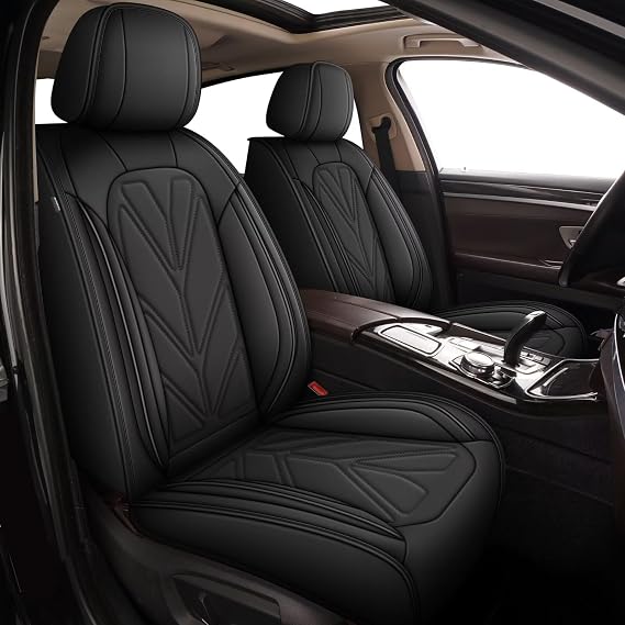 DISUTOGO Seat Cover for Chevrolet Chevy Camaro 2000-2025 Front Seater, Leather Interior Covers forros para asientos de carro Ergonomic Seat Covera Carseat Car Protector - Black