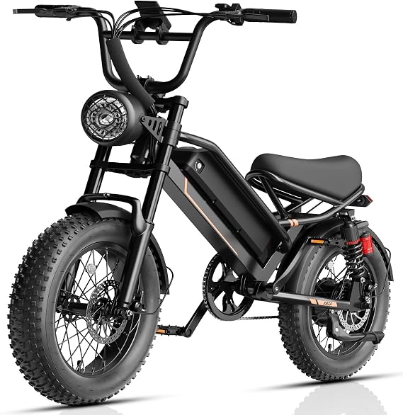 3000W Peak 20" Off Road Electric Bike for Adults,80+Miles LongRanger,32+MPH Electric Dirt E Bike Bicycles, Fat Tire All Terrain E-Bike,48V Electric Motorcycle for Road Mountain (3000W-YR20+U Lock)