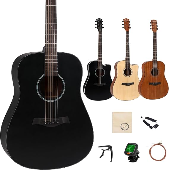 Acoustic Guitar Set Solid Top 41 Inches Beginner Mahogany Material Practice String Instrument Folk Guitar Steel Strings Stylish Suitable for Elementary School Students and Adults Popular