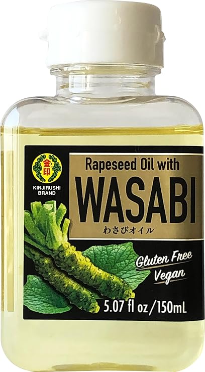 Kinjirushi Gourmet Wasabi Oil (Rapeseed Oil) (5.07 oz) Poke, Spicy, Umami, Dashi, Ramen, Soba, Udon, Ceviche, Noodles, Salads, Dressings, Carpaccio, Sashimi, Sushi, Asian, Japanese
