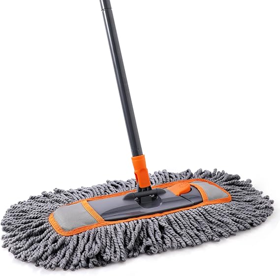 CLEANHOME Microfiber Dust Mop for Hardwood Floor Cleaning | Dry and Wet, Baseboard and Floor Duster, Household Cleaning Tool, For Kitchen, Bathroom