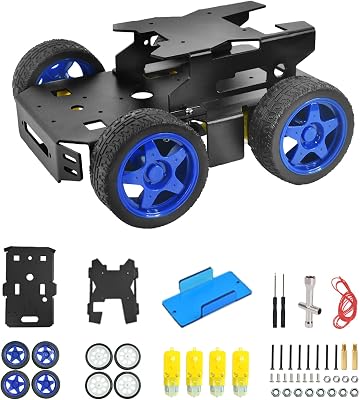 Smart Robot Car Chassis, DIY Car Chassis Kit with 4WD and 4 TT Motor, YonPhsy DIY Toy for STEM Education Black