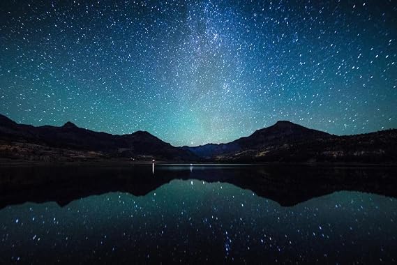 Laminated Starry Night Poster Milky Way Stars Landscape Photo Reflections Skies Picture Poster Dry Erase Wall Art 18x12