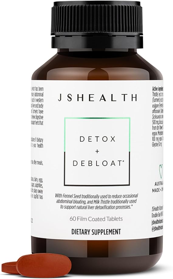JSHealth Vitamins Detox and Debloat Liver Health Formula | Liver Detox Pills | Debloating Formula with Milk Thistle, Turmeric, Fennel | Liver Cleanse