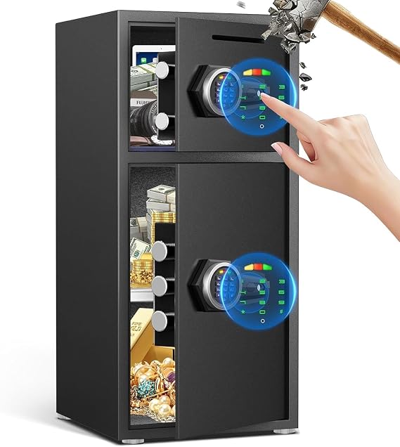7.0 Cu ft Large Safe Box Fireproof Waterproof, Money Safe With Mute Function and LED Light, Digital KeypadHome Safes with Deposit Slot & Dual Alarm System,Security Box for Money Valuables