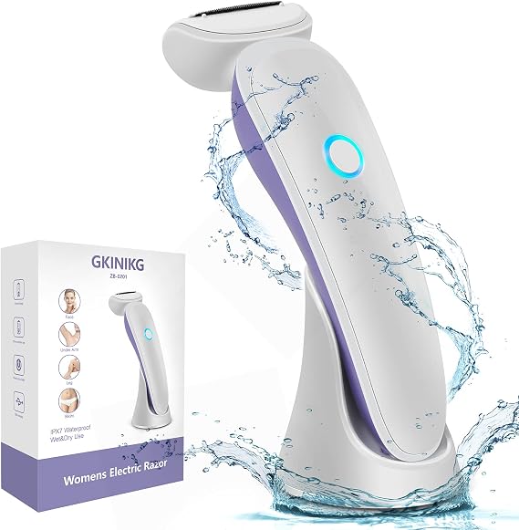 Electric Razors for Women Electric Shaver for Women Bikini Trimmer Womens Electric Razor Painless Body Hair Removal for Legs Arm Underarms Pubic Wet&Dry IPX7 Waterproof Rechargeable with Stand