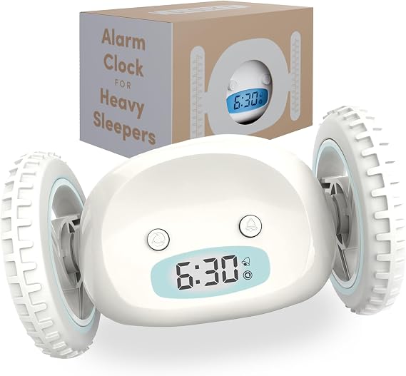 CLOCKY Alarm Clock on Wheels Loud Rolling Alarm Clock for Heavy Sleepers