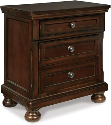 Signature Design by Ashley Porter Classic 2 Drawer Nightstand with Dovetail and Ball-bearing Construction, 29.88 Tall, Dark Brown