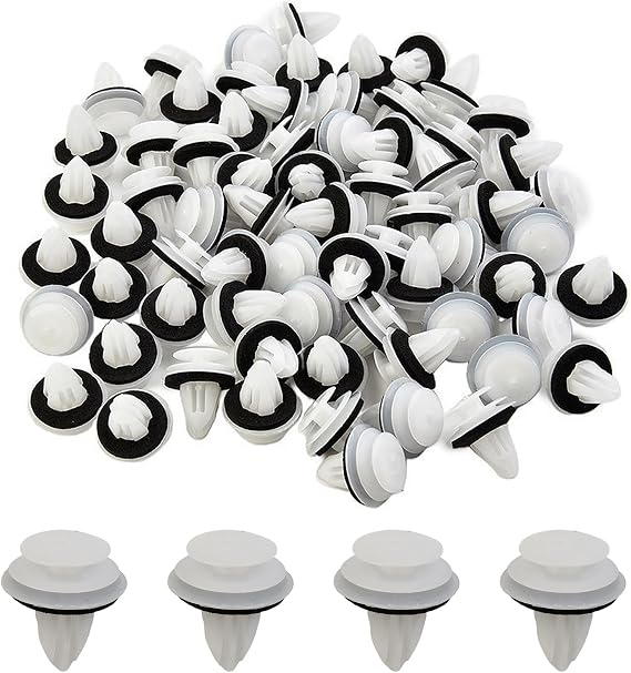 50 PCS White Car Trim Clips,Car Body Trim Clips Kit, Auto Panel Fixing Plastic Fastener for Car Interior Doors Bumper,Outer Protection Plate Buckle Parts