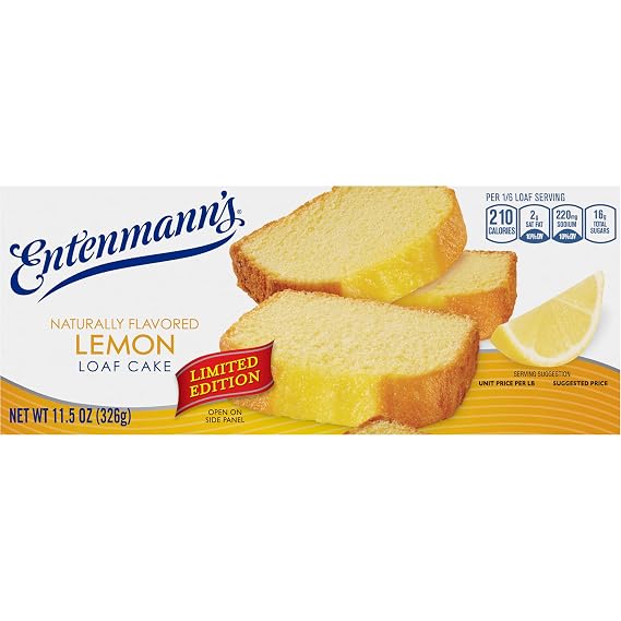 Entenmann's Lemon Loaf Cake, Loaf Cake, Naturally Flavored, 11.5 oz Box