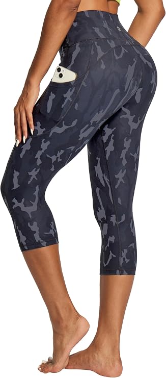 IUGA Capri Leggings for Women with Pockets High Waisted Tummy Control Compression Yoga Pants Workout Gym Capris