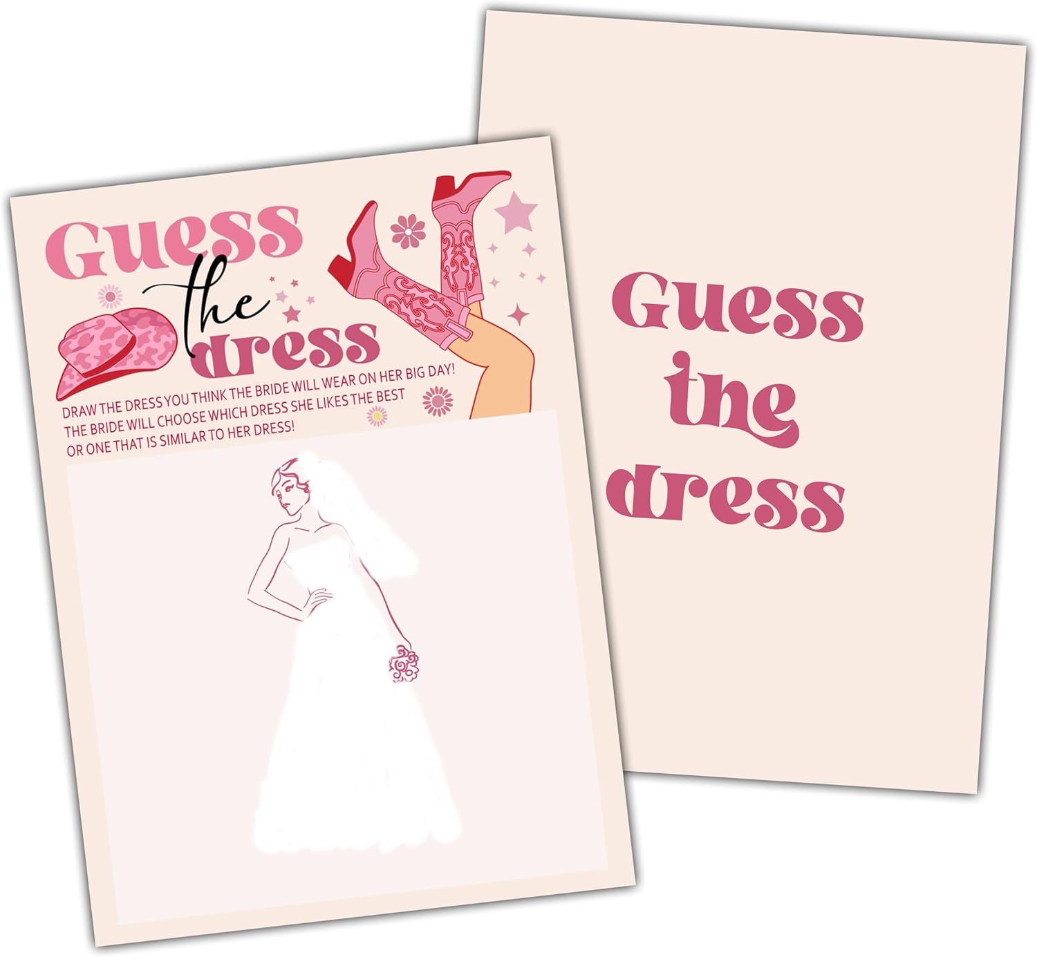 Nashville Bachelorette Party Games, Find The Dress Rustic Bridal Shower Game Card, Western Cowgirl Themed WeddingEngagement Party Ideas Activities Supplies Decorations25 Cards -C07