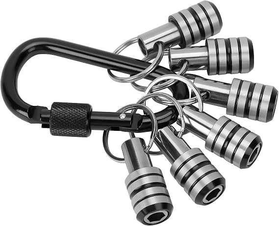 LUEXBOX 1/4 Inch Bit Holder Keychain, Hex Screwdriver Bits Holder Extension Bar, Quick Change Screw Bit Holder for Most Electric, Hand-held Screwdrivers and Drill Bits (C: Black 6pack)