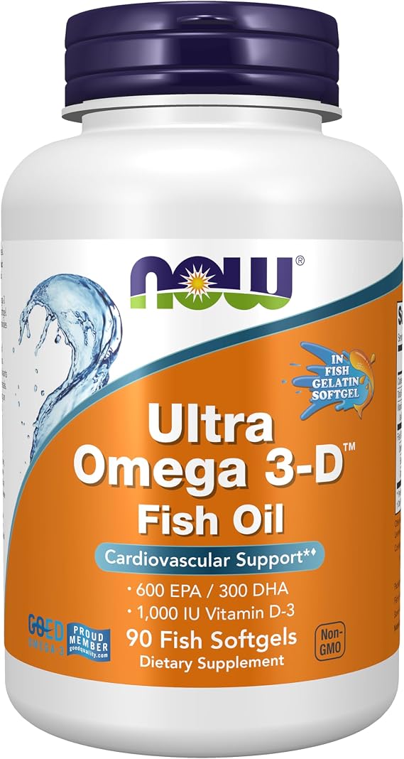 NOW Supplements, Ultra Omega 3-DTM, Omega-3 Fish Oil + Vitamin D-3, Cardiovascular Support*, 90 Softgels