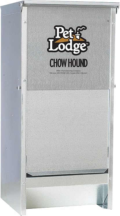 Pet Lodge Automatic Dog Feeder | Chow Hound Outdoor Pet Feeder | Tough Galvanized Steel | Made in USA (12 Pound)