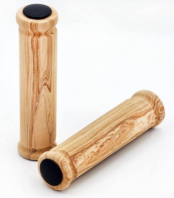 Velo Wood-Look Bicycle Grips - High Density Sponge Foam for Beach Cruisers, Comfort & Mountain Bikes - Brown Beige