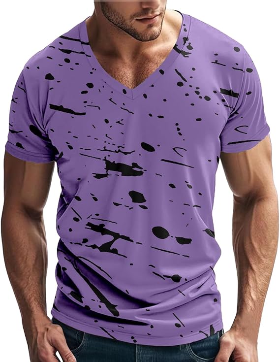 Tshirts Men UK Tie Dye Graphic Print T-Shirts Casual Loose Trendy Comfortable Sports V Neck Short Sleeve T Shirt Breathable Workout Shirts Training Bodybuilding Gym Tee Tops Sale Clearance