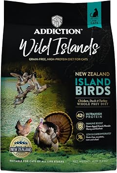 Addiction Wild Islands Island Bird Dry Cat Food, Premium Duck, Turkey & Chicken Recipe with High-Protein & Grain-Free Formula for Feline Health - 4lbs