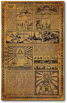 Pyramid America Zelda Poster Legend of Zelda Poster - Story of the Hero Map (11x17 Unframed Print in Unframed) Gaming Wall Art for Bedroom - Home - Office - Game Room - Nintendo Decor